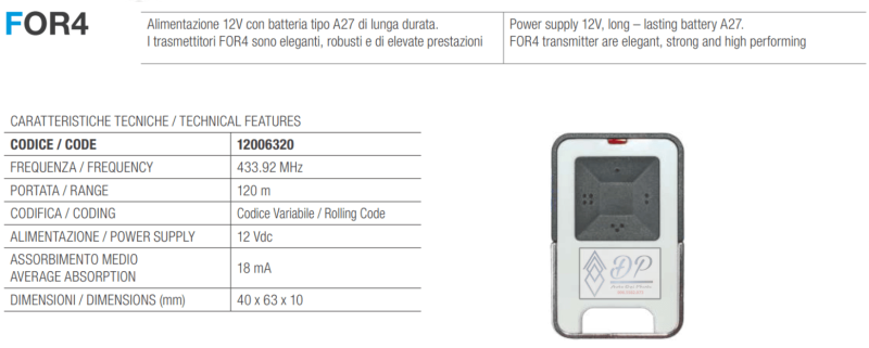 Remote cổng allmatic FOR4